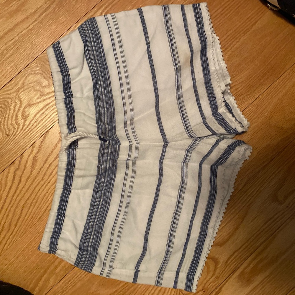 Preppy blue and white striped shorts
